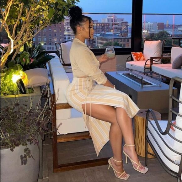 ZARA DRAPED STRIPED SKIRT NEW - Picture 1 of 10